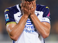 Players of Hellas Verona applaud the fans following the final whistle during the Serie A match between Lecce and Verona in Lecce, Italy, on...