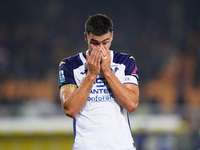 Players of Hellas Verona applaud the fans following the final whistle during the Serie A match between Lecce and Verona in Lecce, Italy, on...