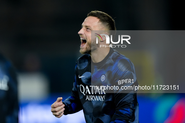 Marko Arnautovic of FC Internazionale reacts during the Serie A Enilive match between Empoli FC and FC Internazionale at Stadio Carlo Castel...