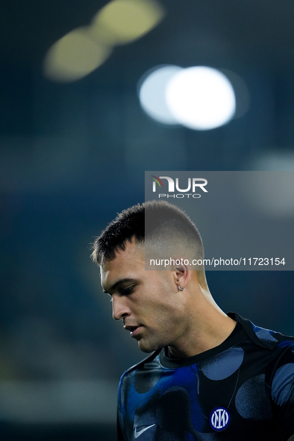 Lautaro Martinez of FC Internazionale looks on during the Serie A Enilive match between Empoli FC and FC Internazionale at Stadio Carlo Cast...