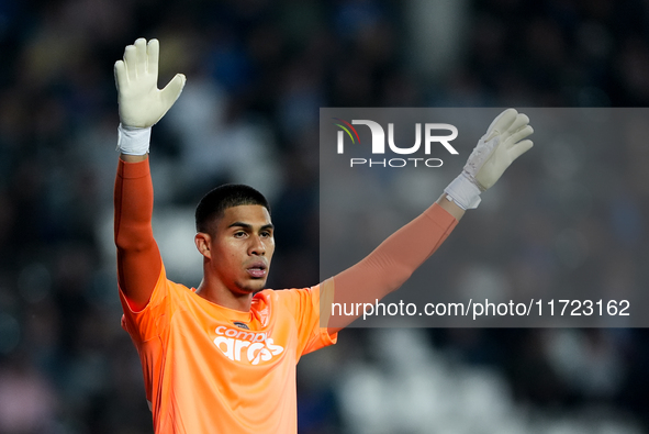 Devis Vasquez of Empoli FC gestures during the Serie A Enilive match between Empoli FC and FC Internazionale at Stadio Carlo Castellani on O...