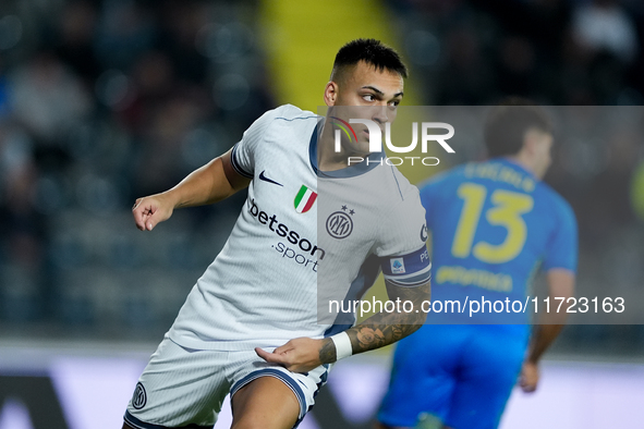 Lautaro Martinez of FC Internazionale looks on during the Serie A Enilive match between Empoli FC and FC Internazionale at Stadio Carlo Cast...