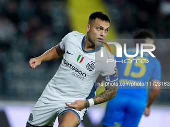 Lautaro Martinez of FC Internazionale looks on during the Serie A Enilive match between Empoli FC and FC Internazionale at Stadio Carlo Cast...