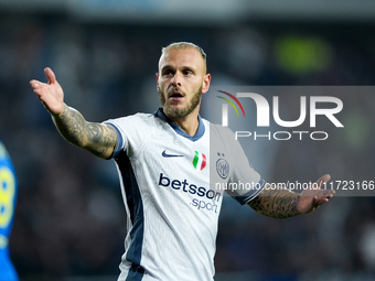 Federico Dimarco of FC Internazionale gestures during the Serie A Enilive match between Empoli FC and FC Internazionale at Stadio Carlo Cast...