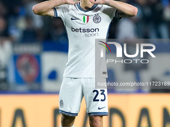 Nicolo' Barella of FC Internazionale yells during the Serie A Enilive match between Empoli FC and FC Internazionale at Stadio Carlo Castella...