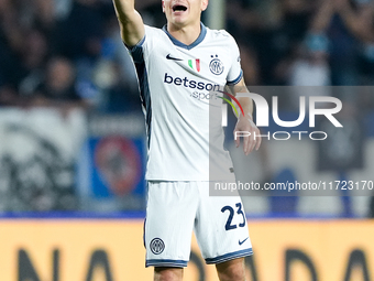 Nicolo' Barella of FC Internazionale gestures during the Serie A Enilive match between Empoli FC and FC Internazionale at Stadio Carlo Caste...