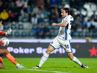 Matteo Darmian of FC Internazionale scores first goal after disallowed by VAR during the Serie A Enilive match between Empoli FC and FC Inte...