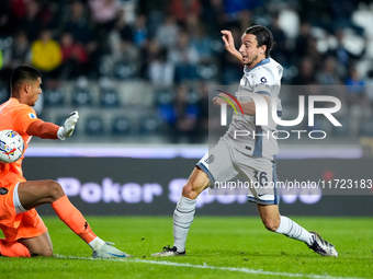 Matteo Darmian of FC Internazionale scores first goal after disallowed by VAR during the Serie A Enilive match between Empoli FC and FC Inte...