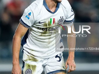 Matteo Darmian of FC Internazionale celebrates scoring first goal after disallowed by VAR during the Serie A Enilive match between Empoli FC...