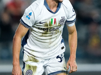 Matteo Darmian of FC Internazionale celebrates scoring first goal after disallowed by VAR during the Serie A Enilive match between Empoli FC...