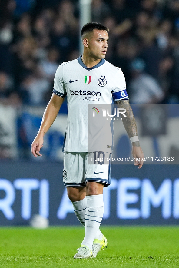 Lautaro Martinez of FC Internazionale looks on during the Serie A Enilive match between Empoli FC and FC Internazionale at Stadio Carlo Cast...