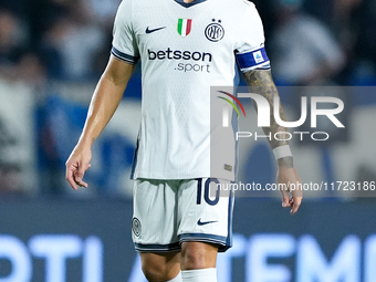 Lautaro Martinez of FC Internazionale looks on during the Serie A Enilive match between Empoli FC and FC Internazionale at Stadio Carlo Cast...