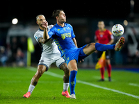 Federico Dimarco of FC Internazionale and Ola Solbakken of Empoli FC compete for the ball during the Serie A Enilive match between Empoli FC...