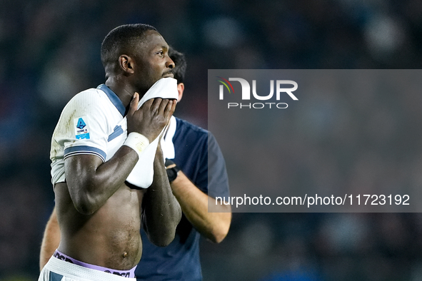 Marcus Thuram of FC Internazionale reacts during the Serie A Enilive match between Empoli FC and FC Internazionale at Stadio Carlo Castellan...