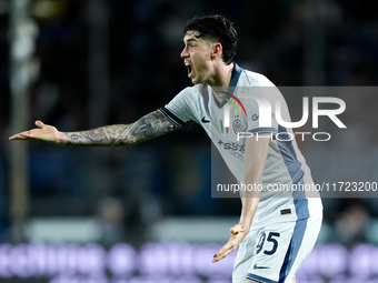 Alessandro Bastoni of FC Internazionale reacts during the Serie A Enilive match between Empoli FC and FC Internazionale at Stadio Carlo Cast...