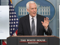 Chair of the Council of Economic Advisers Jared Bernstein speaks about the economic situation during a press briefing in Washington DC, USA,...