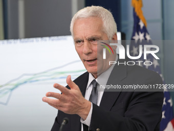 Chair of the Council of Economic Advisers Jared Bernstein speaks about the economic situation during a press briefing in Washington DC, USA,...