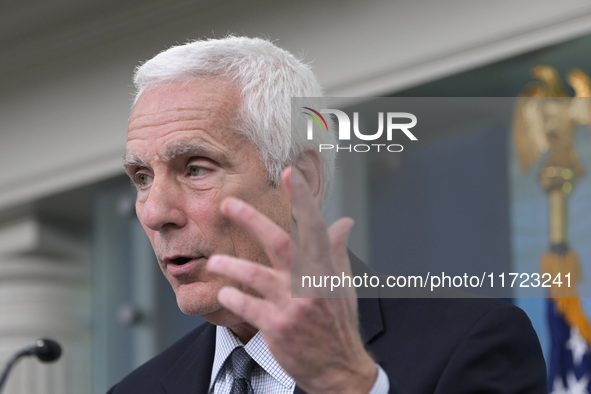 Chair of the Council of Economic Advisers Jared Bernstein speaks about the economic situation during a press briefing in Washington DC, USA,...