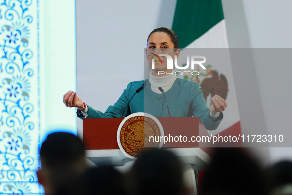 Mexico's President, Claudia Sheinbaum Pardo, speaks about the statement by the United States ambassador to Mexico, Ken Salazar, regarding th...