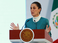 Mexico's President, Claudia Sheinbaum Pardo, speaks about the statement by the United States ambassador to Mexico, Ken Salazar, regarding th...