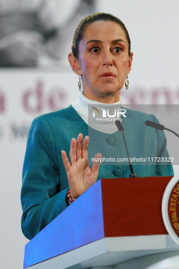 Mexico's President, Claudia Sheinbaum Pardo, speaks about the statement by the United States ambassador to Mexico, Ken Salazar, regarding th...