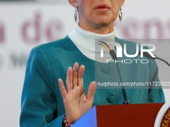 Mexico's President, Claudia Sheinbaum Pardo, speaks about the statement by the United States ambassador to Mexico, Ken Salazar, regarding th...