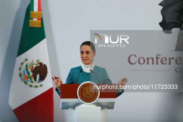 Mexico's President, Claudia Sheinbaum Pardo, speaks about the statement by the United States ambassador to Mexico, Ken Salazar, regarding th...