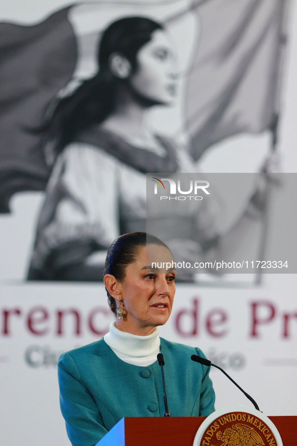 Mexico's President, Claudia Sheinbaum Pardo, speaks about the statement by the United States ambassador to Mexico, Ken Salazar, regarding th...