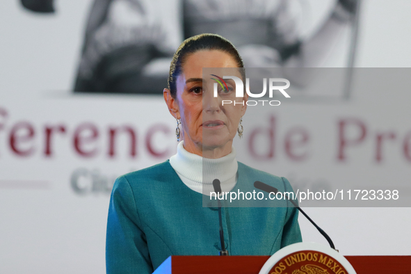 Mexico's President, Claudia Sheinbaum Pardo, speaks about the statement by the United States ambassador to Mexico, Ken Salazar, regarding th...