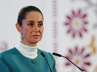 Mexico's President, Claudia Sheinbaum Pardo, speaks about the statement by the United States ambassador to Mexico, Ken Salazar, regarding th...