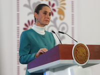 Mexico's President, Claudia Sheinbaum Pardo, speaks about the statement by the United States ambassador to Mexico, Ken Salazar, regarding th...