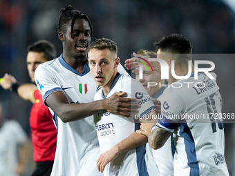 Davide Frattesi of FC Internazionale celebrates after scoring first goal during the Serie A Enilive match between Empoli FC and FC Internazi...