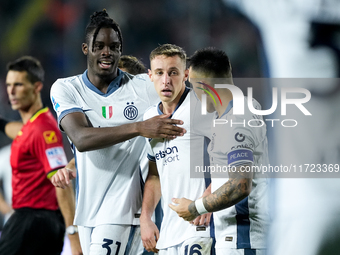 Davide Frattesi of FC Internazionale celebrates after scoring first goal during the Serie A Enilive match between Empoli FC and FC Internazi...