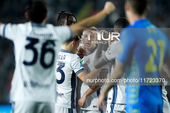 Davide Frattesi of FC Internazionale celebrates after scoring first goal during the Serie A Enilive match between Empoli FC and FC Internazi...