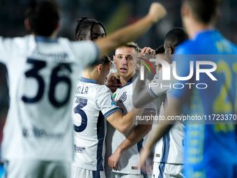 Davide Frattesi of FC Internazionale celebrates after scoring first goal during the Serie A Enilive match between Empoli FC and FC Internazi...