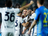 Davide Frattesi of FC Internazionale celebrates after scoring first goal during the Serie A Enilive match between Empoli FC and FC Internazi...