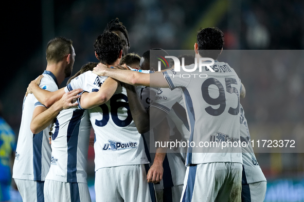 Davide Frattesi of FC Internazionale celebrates after scoring first goal during the Serie A Enilive match between Empoli FC and FC Internazi...