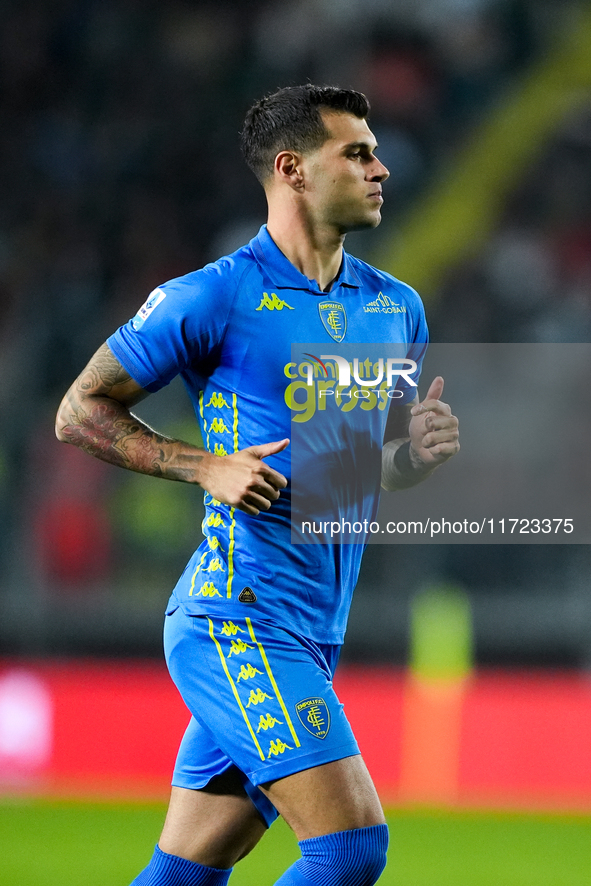 Pietro Pellegri of Empoli FC looks on during the Serie A Enilive match between Empoli FC and FC Internazionale at Stadio Carlo Castellani on...