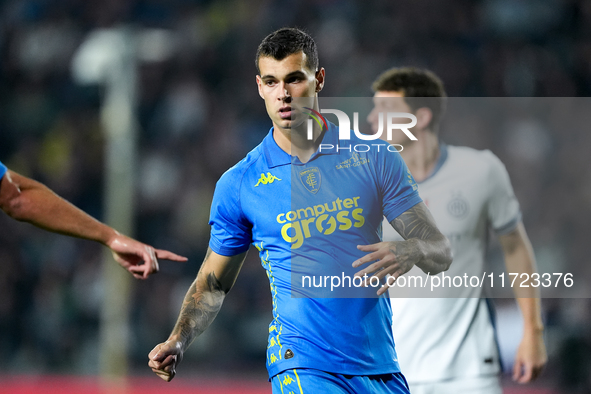 Pietro Pellegri of Empoli FC looks on during the Serie A Enilive match between Empoli FC and FC Internazionale at Stadio Carlo Castellani on...