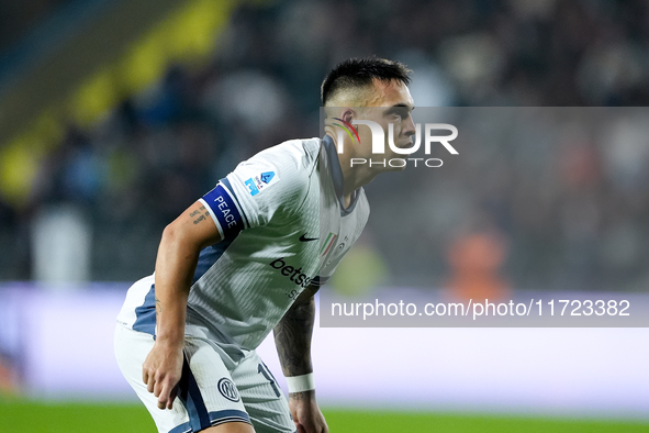 Lautaro Martinez of FC Internazionale looks on during the Serie A Enilive match between Empoli FC and FC Internazionale at Stadio Carlo Cast...