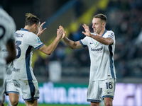 Davide Frattesi of FC Internazionale celebrates after scoring second goal during the Serie A Enilive match between Empoli FC and FC Internaz...