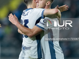 Davide Frattesi of FC Internazionale celebrates after scoring second goal during the Serie A Enilive match between Empoli FC and FC Internaz...