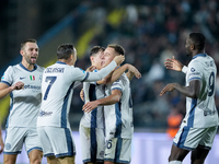 Davide Frattesi of FC Internazionale celebrates after scoring second goal during the Serie A Enilive match between Empoli FC and FC Internaz...