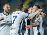 Davide Frattesi of FC Internazionale celebrates after scoring second goal during the Serie A Enilive match between Empoli FC and FC Internaz...