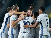 Davide Frattesi of FC Internazionale celebrates after scoring second goal during the Serie A Enilive match between Empoli FC and FC Internaz...