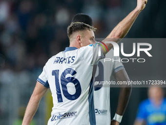 Davide Frattesi of FC Internazionale celebrates after scoring second goal during the Serie A Enilive match between Empoli FC and FC Internaz...