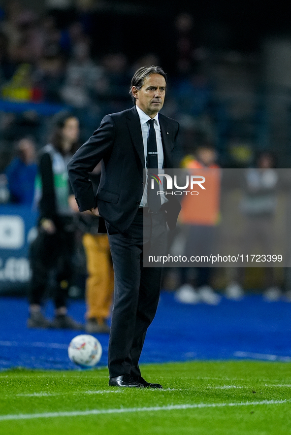 Simone Inzaghi head coach of FC Internazionale looks on during the Serie A Enilive match between Empoli FC and FC Internazionale at Stadio C...