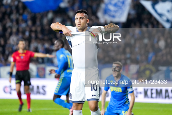 Lautaro Martinez of FC Internazionale looks dejected during the Serie A Enilive match between Empoli FC and FC Internazionale at Stadio Carl...