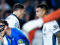 Lautaro Martinez of FC Internazionale celebrates with Nicolo' Barella after scoring third goal during the Serie A Enilive match between Empo...