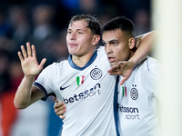 Lautaro Martinez of FC Internazionale celebrates with Nicolo' Barella after scoring third goal during the Serie A Enilive match between Empo...